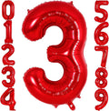 Red Number 3 Balloon 40 Inch, Big Large Foil Helium Number Balloons, Jumbo Giant Mylar Number 3 Balloons for 3 Year Old Birthday Red Party Decorations Supplies Anniversary