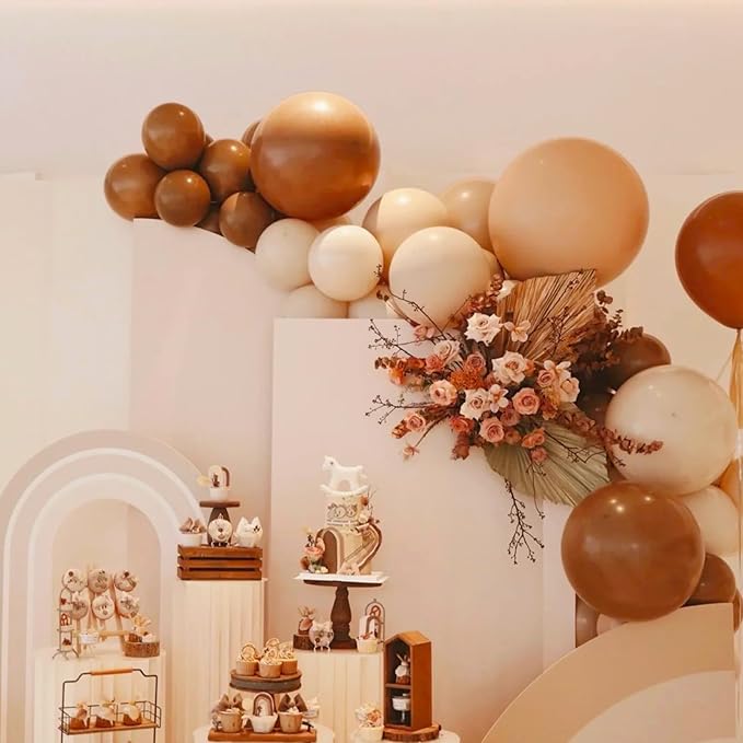 90pack Coffee Balloons Different Size 18/12/10/5 Inch Coffee Balloon Garland Arch Kit for Graduation, Wedding, Birthday, Thanksgiving Day Party, Baby Shower, Anniversary Party Decorations