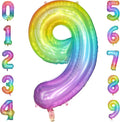 40 Inch Rainbow Number Balloon 9, Large Number Foil Balloons Mylar for Girl Boy Birthday Party Celebration Decorations Supplies, Digital Balloons for Wedding Anniversary Events Decorations