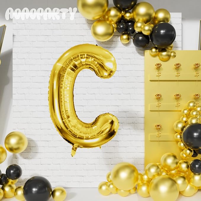 Letter Balloons 40Inch Large Giant big Foil Mylar Gold Balloons C for Birthday Party Decorations