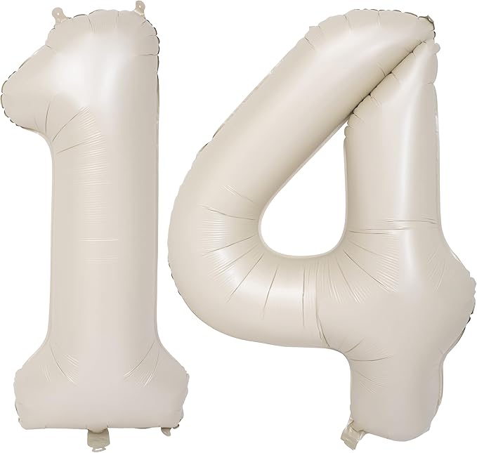 40 In Cream white Number Balloons Helium Foil Mylar Balloon Birthday Party banquet Decoration Digital 14