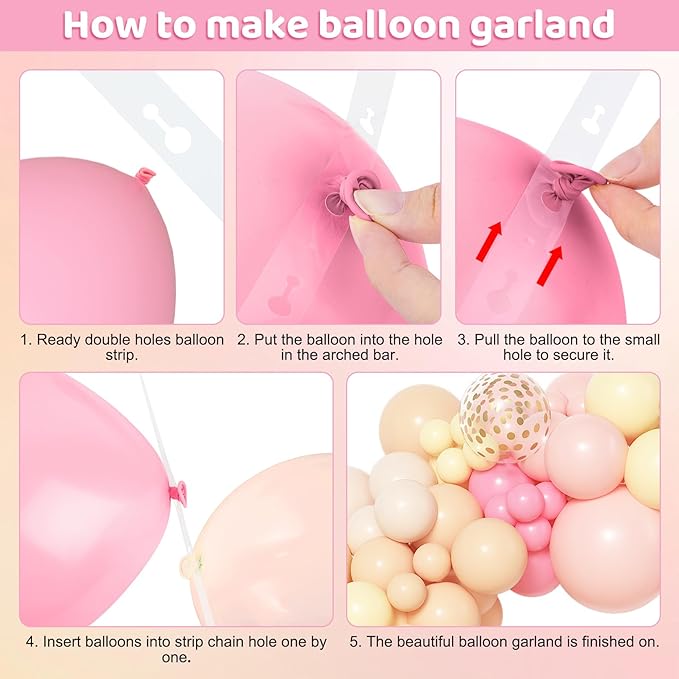 Amandir 153pcs Pink and Yellow Balloon Arch Garland Kit, Different Sizes 18 12 10 5 inch Pink Pastel Yellow White Sand Cream Gold Confetti Balloons for Birthday Party Bee Bear Shower Decorations