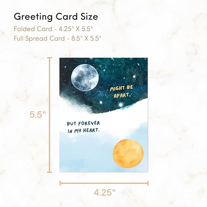 ALY LOU Cute Anniversary Birthday Card for Boyfriend, Wife, Girlfriend, Husband, Him Her - Heartfelt Love Greeting Card, Blank Inside (Might Be Apart, But Forever in My Heart)