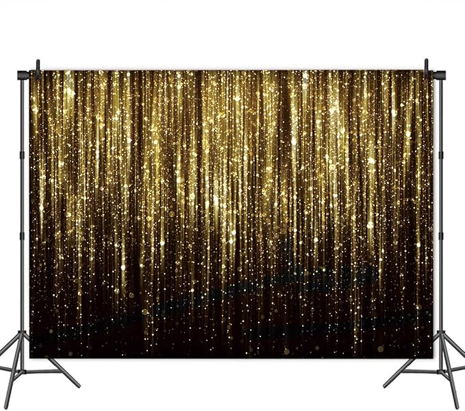 10X8FT Golden Tassels Flash Merry Christmas and New Year's Party Gold Tassels Decorate Birthday Party Photo