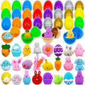 24 Pack Easter Mochi Squishy Toys Filled Easter Eggs, Plastic Easter Eggs Filled with Easter Squishy Toys for Eggs Hunt, Gifts for Kids Boys Girls Party Favors, Easter Basket Stuffers