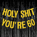 60th Birthday Decorations Women Men Gold Glitter Birthday Decoration Party Sign Funny Banner 60th Bday Party Supplies banner