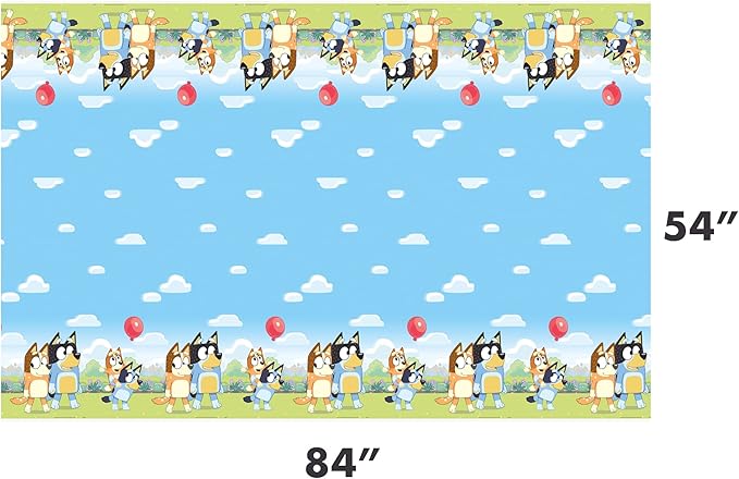 Unique Bluey Birthday Party Supplies - Rectangular Plastic Table Covers (Pack of 2) and Sticker