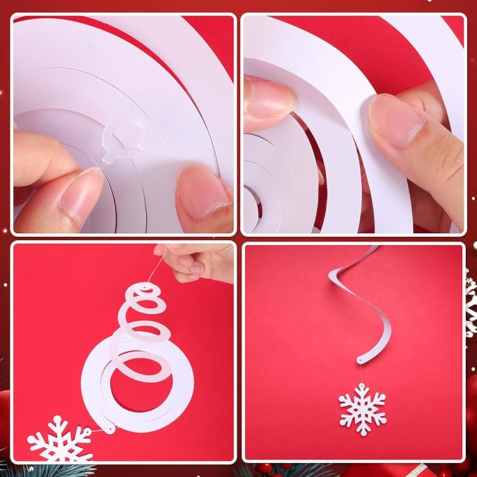 30 Pcs Christmas Hanging Foil Swirl Decorations Set Xmas Hanging String Garland for Winter Wall Christmas Party