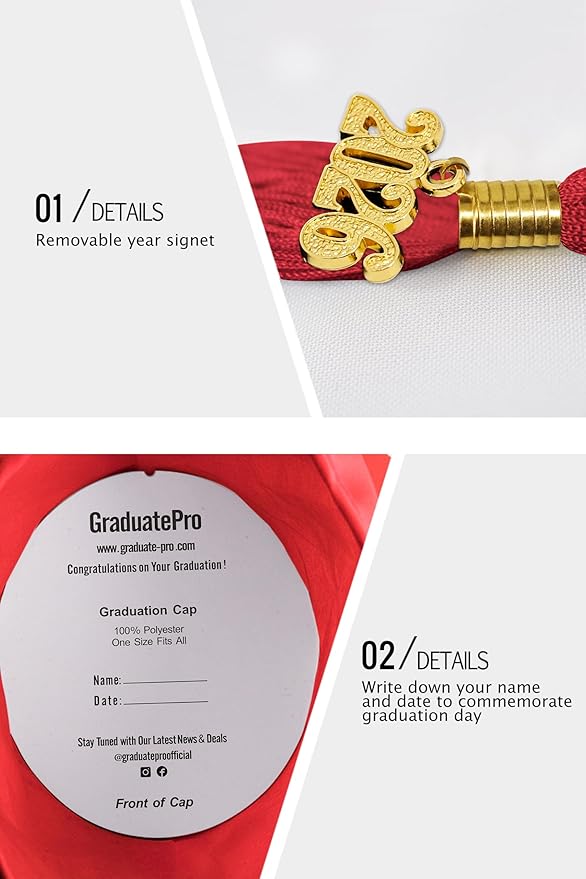 GraduatePro Matte Graduation Cap and Gown Class of 2026 Set Bulk with Tassel for High School & College 12 Colors