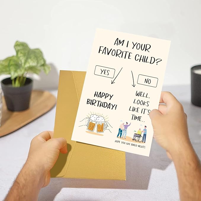 Funny Birthday Card for Dad Mom, Hilarious Dad Mom Birthday Card&Gift from Son Daughter Child Kids, Sibling Rivalry Birthday Card for Daddy Mommy Parent