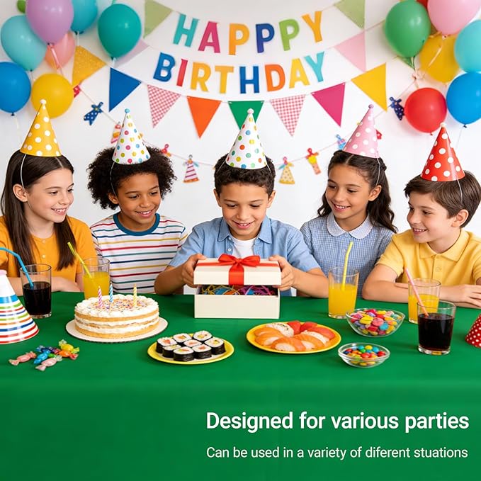 MRJ 12 Packs Green Plastic Tablecloths 54x108 Inch, Disposable Rectangle Table Cover for St. Patrick's Day Christmas Outdoor Parties