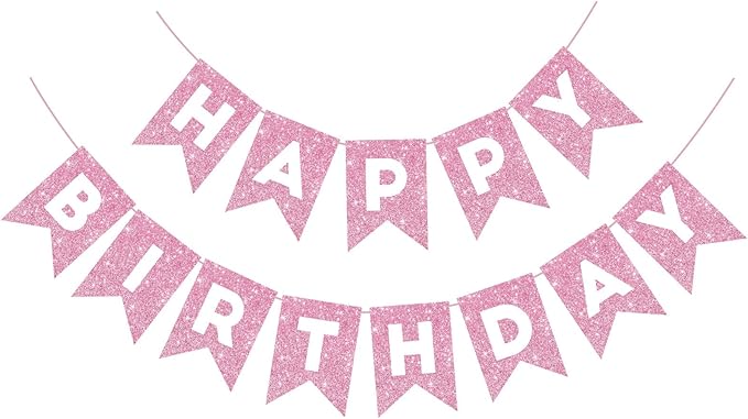 Hooqict Happy Birthday Banner Pink Birthday Decorations for Girls Women 1st 2nd 3rd 13th 21th 30th Pink Party Banner Garland Sign Party Supplies Wall Porch Door Hanging Decor