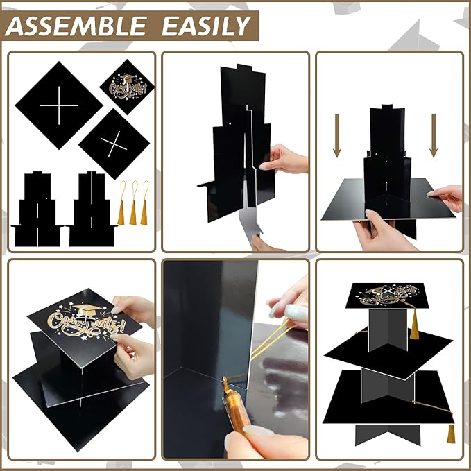 KALEFO Graduation Decorations 2026 Graduation Cap Cupcake Stand with Tassel Grad Party Supplies Graduation Party Favors Table Decor (Gold)