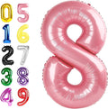 Balloons 8 Numbers, 40 Inch Pearl Pink Foil Large Ballon for Women And Men, Balloons Decoration for Happy 8 18 28 80 Birthday, Wedding Anniversary, New Year, Single Party Decoration