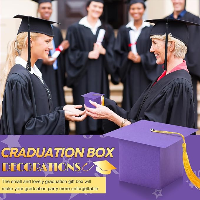 TaoBary 12 Pieces Graduation Candy Box Graduation Decorations Party Gift Boxes Graduate Cap Box Candy Chocolate Cookie Supplies for Ceremony Party (Purple)