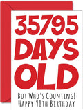 Stuff4 98th Birthday Card for Men Women Him Her - 35795 Days Old - Funny Ninety-Eight Ninety-Eighth Happy Birthday Card for Grandma Grandpa Gran Mom Dad, A5 Humor Joke Greeting Cards
