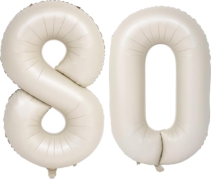 40 In Cream white Number Balloons Helium Foil Mylar Balloon Birthday Party banquet Decoration Digital 80