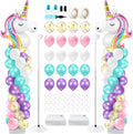 Kasyat 2 Set Party Balloon Column Stand Kit with 2 Balloons 100 Latex Balloons, Adjustable Balloon Stands Party Supplies for Girls Wedding Baby Shower Birthday (Unicorn, White)