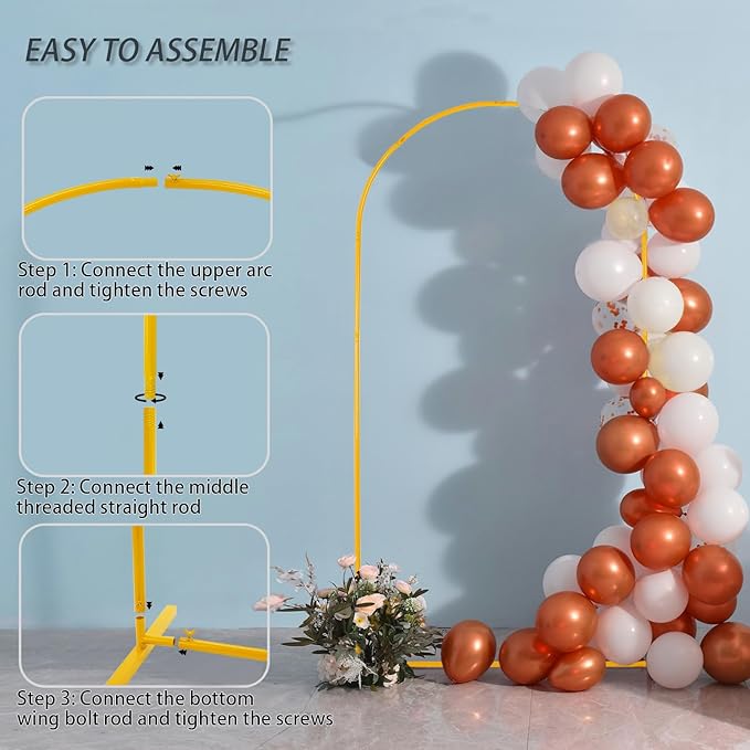 Vincidern 6.6 FT Wedding Arch Backdrop Stand for Parties, Balloon Arch Stand, Wedding Arches for Ceremony, Metal Arch Backdrop Stand for Bridal Baby Showers, Birthday Party Decoration Door Frame Gold