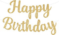 Glitter Happy Birthday Banner Sign Birthday Garland Wall Door Banners Flag for Women Men Boys Girls Party Backdrop Decorations Gold