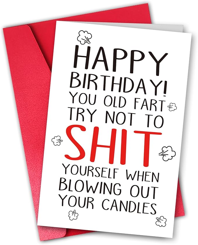 Funny Farting Birthday Card for Men Women, Rude Birthday Gift for 50th 60th 70th 80th Older, Happy Bday Decorations Card for Friend Grandpa Grandma Dad Mom