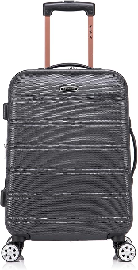 Rockland Melbourne Hardside 2 Piece Expandable Spinner Wheel Luggage Set, Carry-On 20" and Tote 14", Black