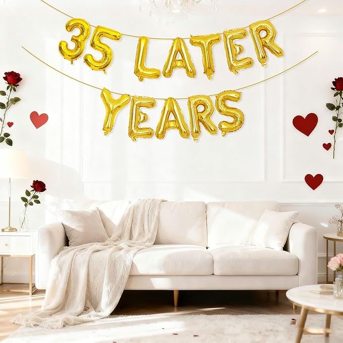 Gold 35 Years Later Letter Balloons 16in Balloon Foil Letter Decorations Party Decor Gold Letter Balloons 35 Years Later Party Supplies