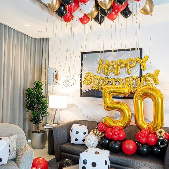 50 Balloon Number, Gold Number 50th Birthday Balloons 40 Inch, 50 Years Old Gold Birthday Decorations for Men Women, 50th Anniversary Decorations