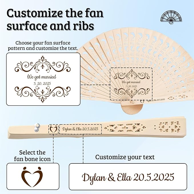 10Pcs Personalized wedding fans for guests, Custom Summer Wedding Fans, Unique Bridal Shower Party Favors, Handcrafted Wooden Fans for Guests (Dolphin wooden fan)