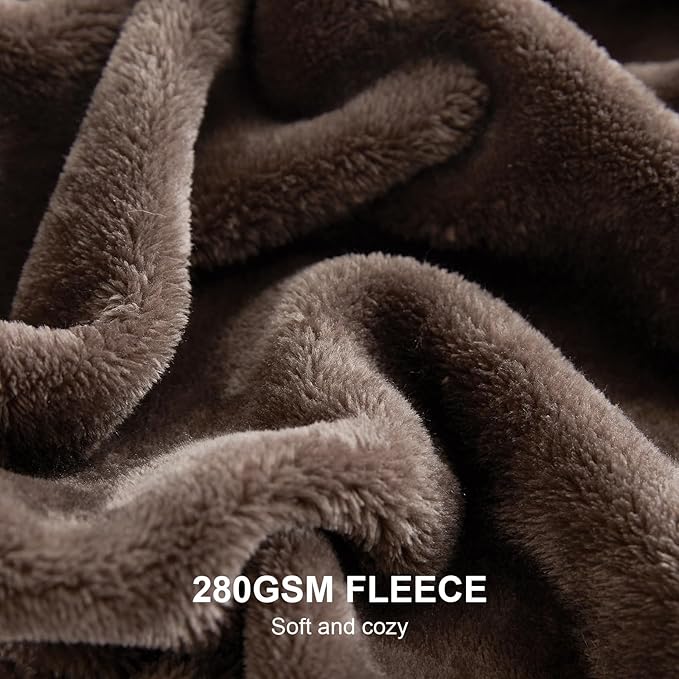 Hansleep Fleece Brown Full Blanket, Super Soft Flannel Fuzzy Plush Cozy Blanket for All Seasons, Brown, Full 84x90 Inches