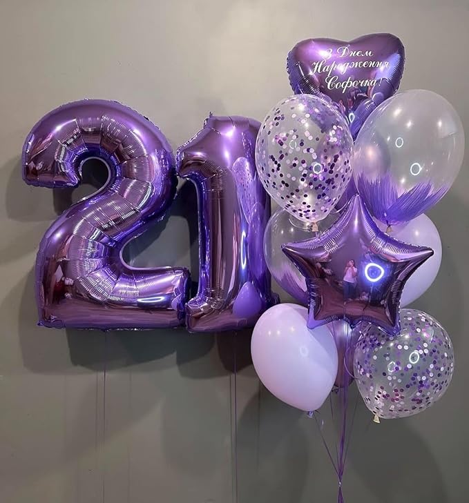 Balloons Numbers 40 Inch Big 4 Balloons for Birthday Party Decoration, Purple Number 4 Ballon for 4, 14, 24, 45 Celebration, Birthday, Christmas, Anniversary Decor
