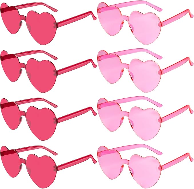 PLULON Heart Sunglasses for Women 5/12/25 Pcs, Heart Glasses Valentine Day Rimless Shaped Candy Color Fun Glasses Party Favor