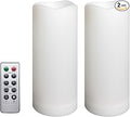2 Pack Outdoor Flameless Pillar Candles with Remote and Timer Waterproof Battery Operated Electric LED Candle Set for Gift Home Décor Party Wedding Supplies Garden Christmas Decoration, 3” x 7”