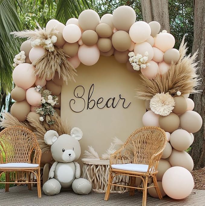 Double Stuffed White And Beige Balloons Garland Nude Cream Blush Ivory Balloons Apricot White Sand Balloons Arch Kit For Neutral Baby Shower Boho Gender Reveal Birthday Baptism Party Decorations
