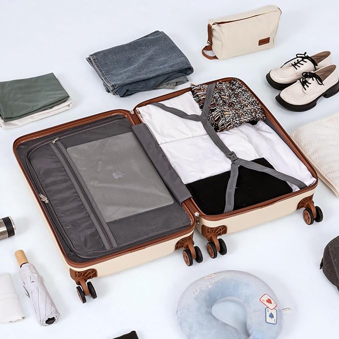 Cosbarn Carry On Luggage 22x14x9 Airline Approved, 20 Inch Carry on Suitcases with Wheels, ABS Lightweight Carry-on Luggage, Travel Suitcase Set with Wheels and TSA Lock