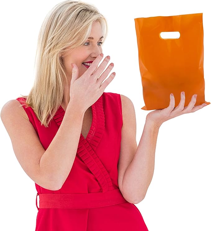 TOSPARTY 40PCS Orange Plastic Gift Bags Easter Candy Bag Die Cut Plastic Bags are Sturdy Party Assorted Easter Gift Bag