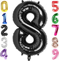40 Inch Black Number 8 Balloon, Giant 8 Number Balloons for 8th Birthday Decorations, Party Supplies for Baby Boy Girl, Black Party Decor