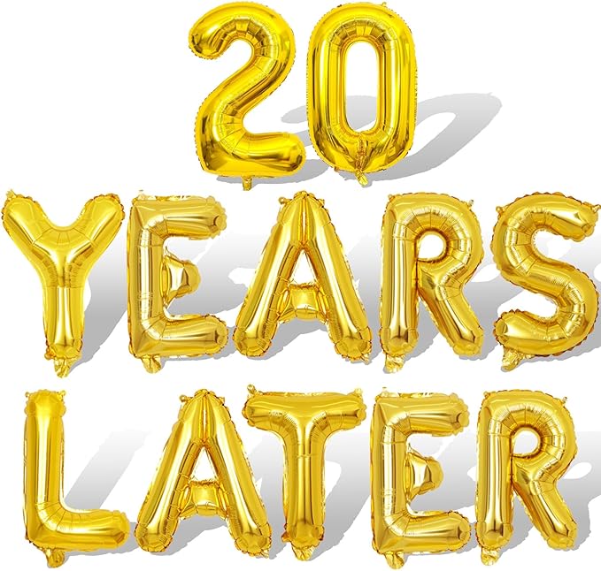 Gold 20 Years Later Letter Balloons 16in Balloon Foil Letter Decorations Party Decor Gold Letter Balloons 20 Years Later Party Supplies