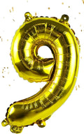 Gold Number “9”Balloons 16 Inch, Mylar Foil Custom Single Letter, Hanging, Reusable for girls boys adults Birthday,Surprise,Wedding, Celebration, Sports Party Event Decoration Supplies