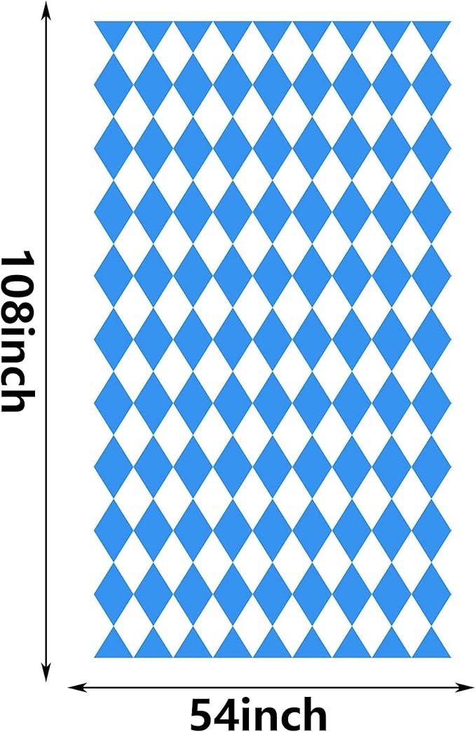 Iceyyyy 6 Pcs Oktoberfest Tablecloth- 54" x 108" Oktoberfest Bavarian Flag Check Tablecovers Blue Diamonds Bavarian Tablecover for German Oktoberfest Themed Party Decorations