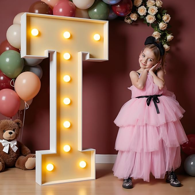 iMPRSV 4FT Light Up Letters - Large Marquee Letters for Birthday Party Decor & Wedding Decorations - Arch Kit with T