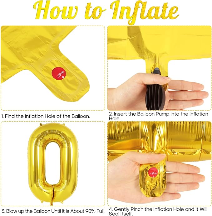 Gold Number 0 Balloon 40 Inch, Big Large Foil Helium Number Balloons, Jumbo Giant Mylar Number 0 Balloons for Birthday Party Decorations Supplies Anniversary Celebration