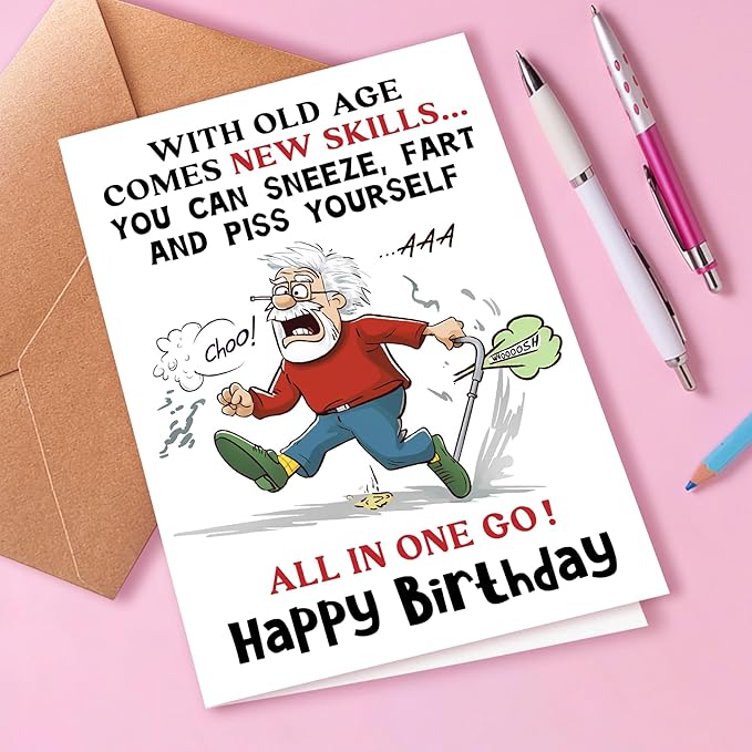 Funny Birthday Card for Grandpa Brother Husband Dad, Happy Birthday Card for Men Seniors, Funny Getting Older Birthday Card for Men, Old Age Bday Greeting Card