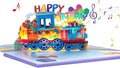 Rainbow Train Music Playing Pop Up Card Happy Birthday Greeting Card with LED Light,3D Birthday Gift for Adults and Kids with Blank Note Card & Envelope, Foldable Celebration Cards