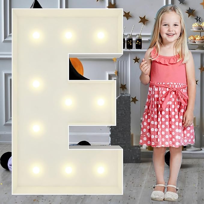 3FT Marquee Light Up Letters E, Big Marquee Letter for Baby Shower Birthday Engagement Wedding Marry Me Party Decor