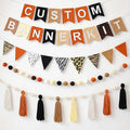 139 Pcs Felt DIY Custom Banner Kit Include 104 Letters 18 Swallowtail Flags 15 Pennants 2 Pcs Pom Pom Garland Tassel Pompom Decoration for Home Baby Shower Birthday(Brown)