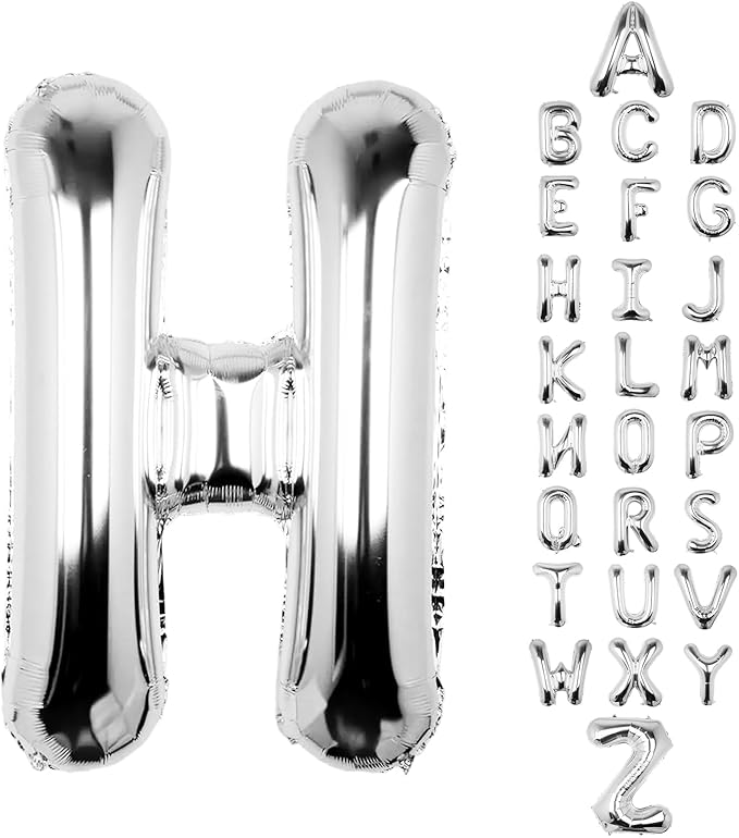 Letter Balloons 40Inch Large Giant big Foil Mylar Silver Balloons H for Birthday Party Decorations