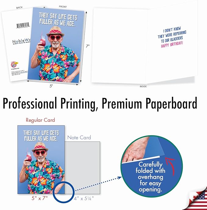 NobleWorks - 1 Hilarious Happy Birthday Card - Funny Retro Spouse Humor, Celebrate Birthdays - Life Gets Fuller C9568BDG
