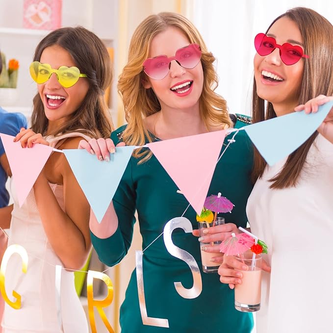 TOODOO 10 Pairs Heart Shaped Sunglasses Rainbow Sunglasses Candy Color Rimless Glasses for Women Girl Party Favor
