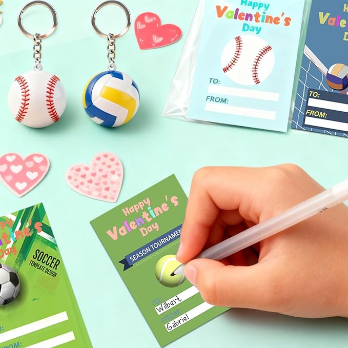 24 Pack Easter Basket Stuffers for Kids - Funny Keychains with Valentine Gifts Cards for Boys, Girls, Toddlers, Friends, Classroom School Exchange Party Favors (24)